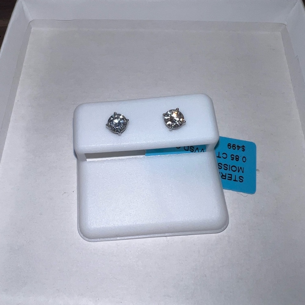 0.85 Carat Moissanite Sterling Silver Earrings